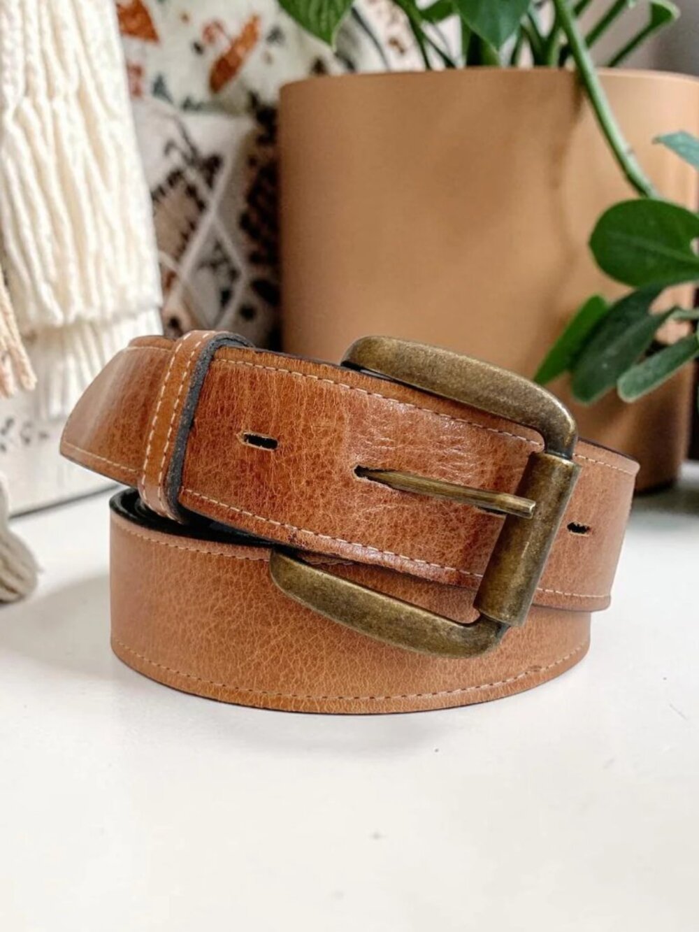 Men's BEDSTU Meander Belt in Tan Rustic - Size 42